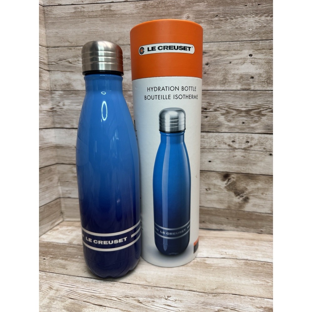 Le Creuset Stainless Steel Hydration Bottle Marseille Blue 500 ml /17 Oz NEW